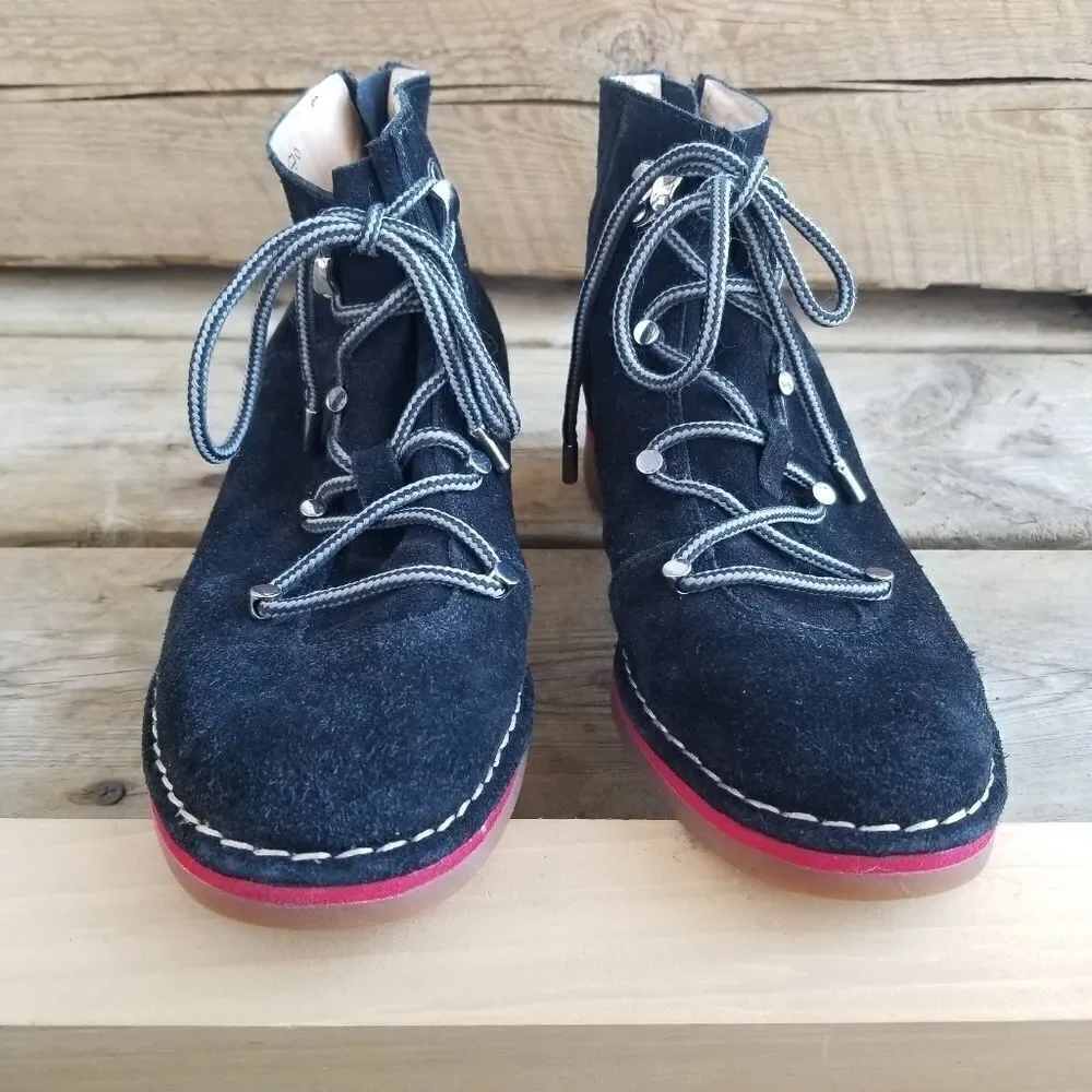 Hush Puppies‎ Catelyn Hiker Black Suede Leather Mountaineering Ankle Boots 9